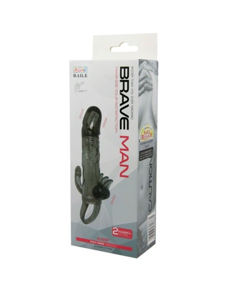 BRAVE MAN FUNDA PENE ANAL Y CLITORIS VIBRADOR 165 CM NEGRO