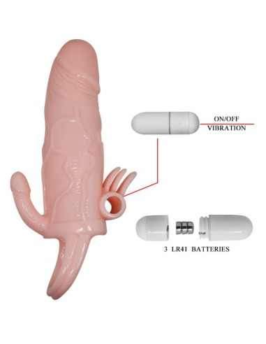 BRAVE MAN FUNDA PENE ANAL Y CLITORIS VIBRADOR 165 CM NATURAL