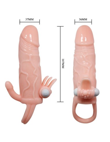 BRAVE MAN FUNDA PENE ANAL Y CLITORIS VIBRADOR 165 CM NATURAL