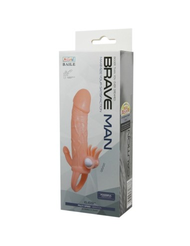 BRAVE MAN FUNDA PENE ANAL Y CLITORIS VIBRADOR 165 CM NATURAL