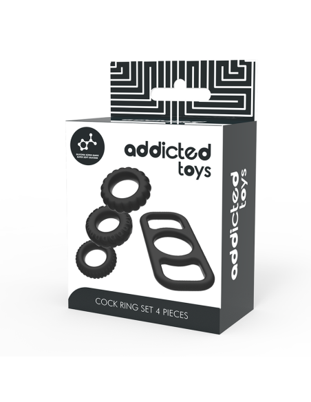 ADDICTED TOYS SET 4 ANILLOS SILICONA PARA EL PENE