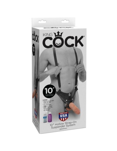 STRAP ON CON DILDO HUECO 255 CM Y TIRANTES COLOR CARNE