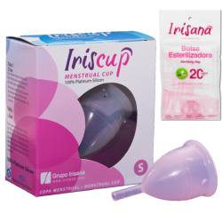 IRISCUP COPA MESTRUAL ROSA PEQUENA BOLSA ESTERILIZADORA GRATIS 2