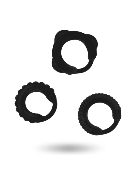 ADDICTED TOYS SET 3 ANILLOS PENE NEGRO