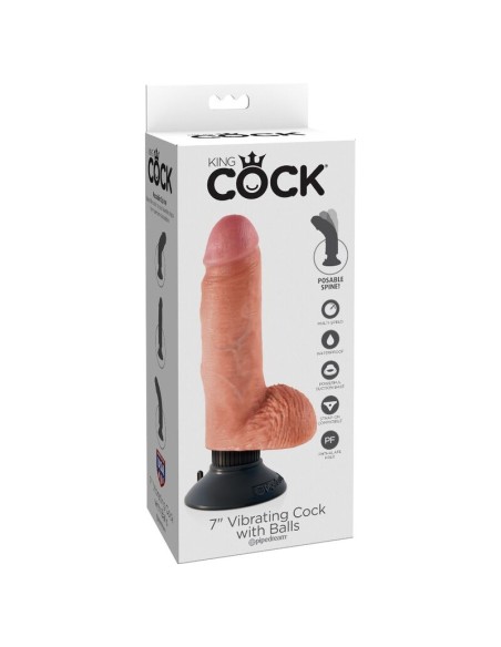DILDO VIBRADOR KING COCK CON TESTICULOS 1778 CM NATURAL