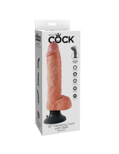 DILDO VIBRADOR KING COCK CON TESTICULOS 255 CM COLOR CARNE