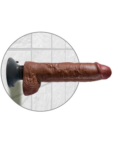 DILDO VIBRADOR KING COCK CON TESTICULOS 255 CM COLOR MARRON