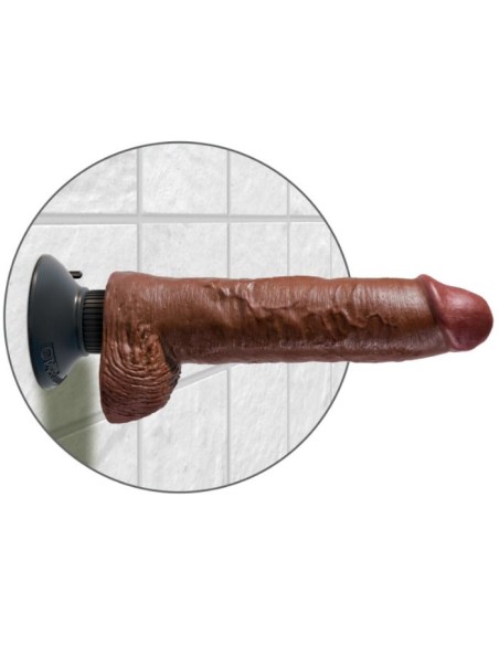 DILDO VIBRADOR KING COCK CON TESTICULOS 255 CM COLOR MARRON