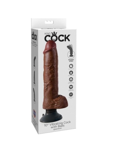 DILDO VIBRADOR KING COCK CON TESTICULOS 255 CM COLOR MARRON