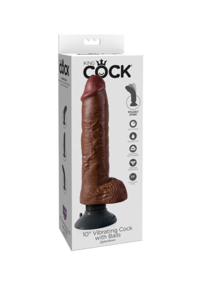 DILDO VIBRADOR KING COCK CON TESTICULOS 255 CM COLOR MARRON