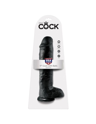 KING COCK 11 PENE REALISTICO NEGRO 28 CM