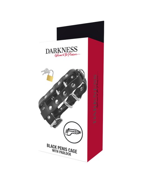 DARKNESS JAULA CASTIDAD CUERO CON CANDADO DARKNESS JAULA CASTIDAD CUERO CON CANDADO