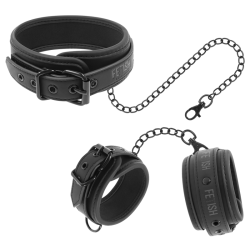 FETISH SUBMISSIVE COLLAR Y ESPOSAS CUERO VEGANO CON FORRO DE NOPRENO 2