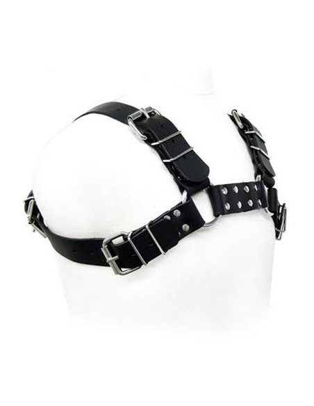 LEATHER BODY BLACK BULL DOG HARNESS