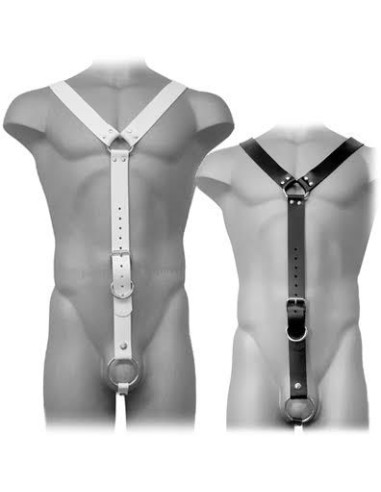 LEATHER BODY HARNESS MEN BLANCO