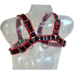 LEATHER BODY CHAIN HARNESS III BLACK RED 2