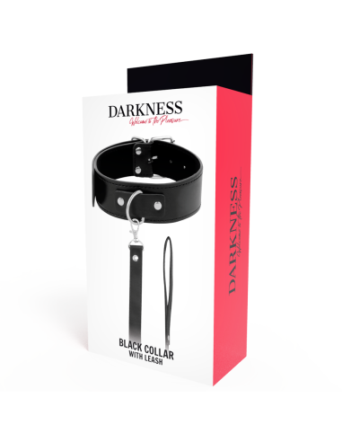 DARKNESS COLLAR DE POSTURA CON CADENA LEATHER