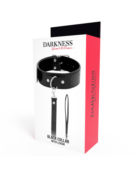 DARKNESS COLLAR DE POSTURA CON CADENA LEATHER
