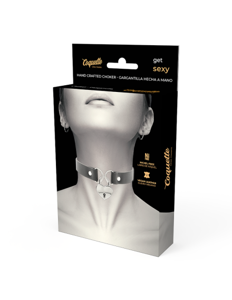 COQUETTE COLLAR CUERO VEGANO ACCESORIO CORAZoN CON LLAVE