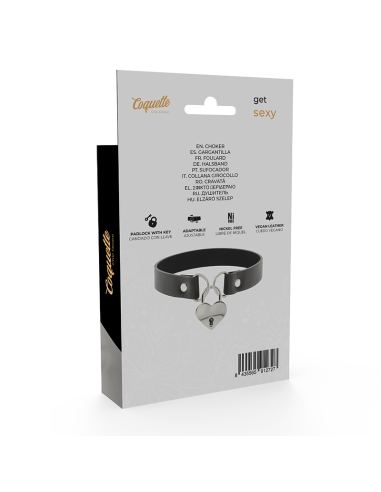 COQUETTE COLLAR CUERO VEGANO ACCESORIO CORAZoN CON LLAVE