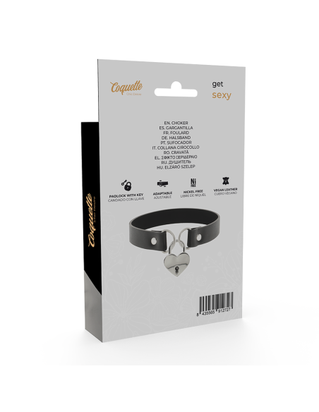 COQUETTE COLLAR CUERO VEGANO ACCESORIO CORAZoN CON LLAVE