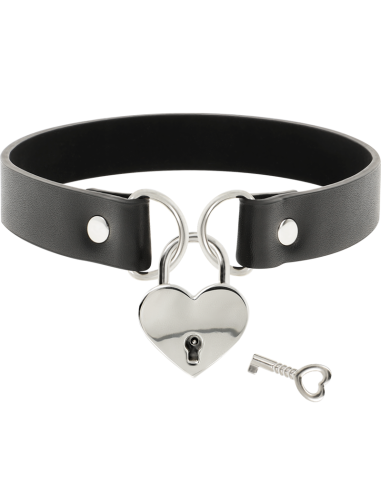 COQUETTE COLLAR CUERO VEGANO ACCESORIO CORAZoN CON LLAVE
