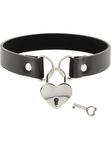 COQUETTE COLLAR CUERO VEGANO ACCESORIO CORAZoN CON LLAVE