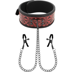 BEGME RED EDITION COLLAR CON CADENAS Y PINZAS PEZONES CON FORRO DE NOPRENO 2
