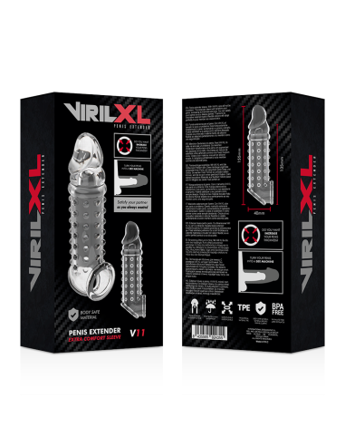 VIRILXL EXTENSION Y FUNDA DE PENE V11 TRANSPARENTE