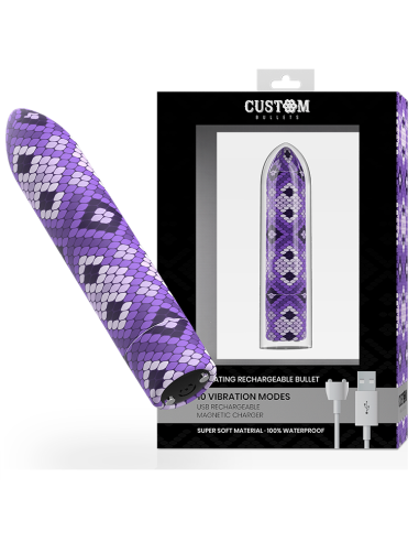 CUSTOM BULLETS BALA RECARGABLE SNAKE LILA 10 INTENSIDADES