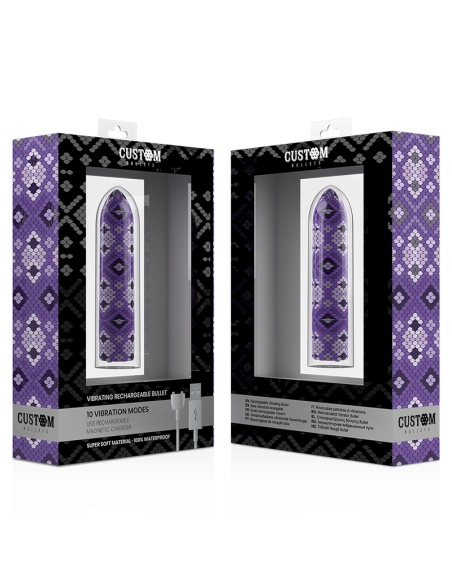 CUSTOM BULLETS BALA RECARGABLE SNAKE LILA 10 INTENSIDADES