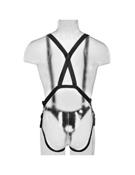 STRAP ON CON DILDO HUECO 28 CM Y TIRANTES COLOR CARNE