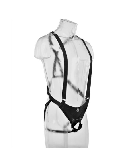 STRAP ON CON DILDO HUECO 28 CM Y TIRANTES COLOR CARNE
