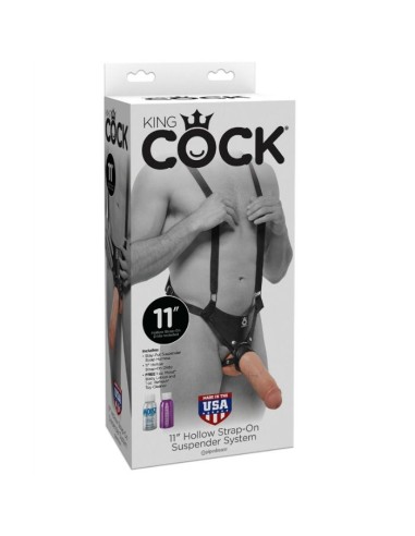 STRAP ON CON DILDO HUECO 28 CM Y TIRANTES COLOR CARNE
