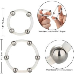 CALEX KIT DE 2 UDS ANILLO DE SILICONA CON CUENTAS DE ACERO 2