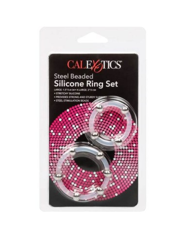 CALEX KIT DE 2 UDS ANILLO DE SILICONA CON CUENTAS DE ACERO