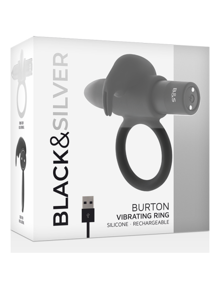 BLACKSILVER BURTON ANILLO RECARGABLE 10 MODOS VIBRACION NEGRO