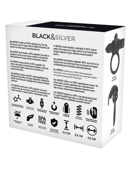 BLACKSILVER BURTON ANILLO RECARGABLE 10 MODOS VIBRACION NEGRO