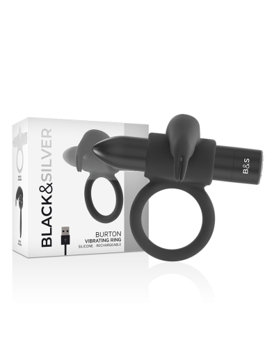 BLACKSILVER BURTON ANILLO RECARGABLE 10 MODOS VIBRACION NEGRO