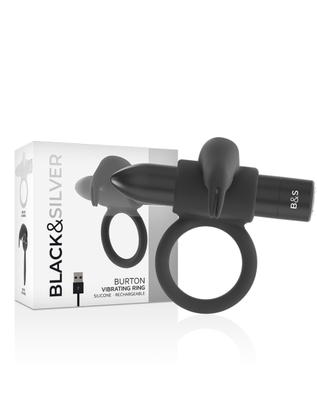 BLACKSILVER BURTON ANILLO RECARGABLE 10 MODOS VIBRACION NEGRO