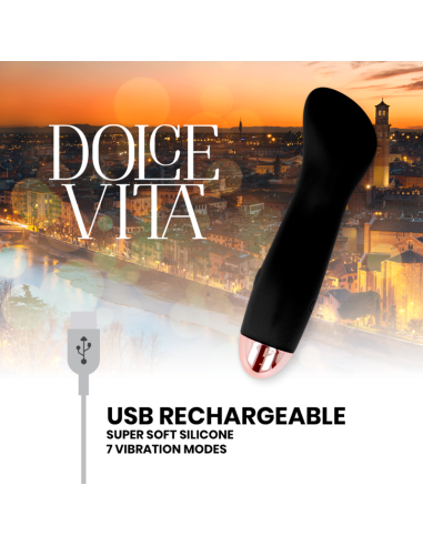 DOLCE VITA VIBRADOR RECARGABLE ONE NEGRO 7 VELOCIDADES