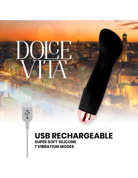 DOLCE VITA VIBRADOR RECARGABLE ONE NEGRO 7 VELOCIDADES