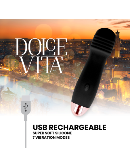 DOLCE VITA VIBRADOR RECARGABLE TRES NEGRO 7 VELOCIDADES