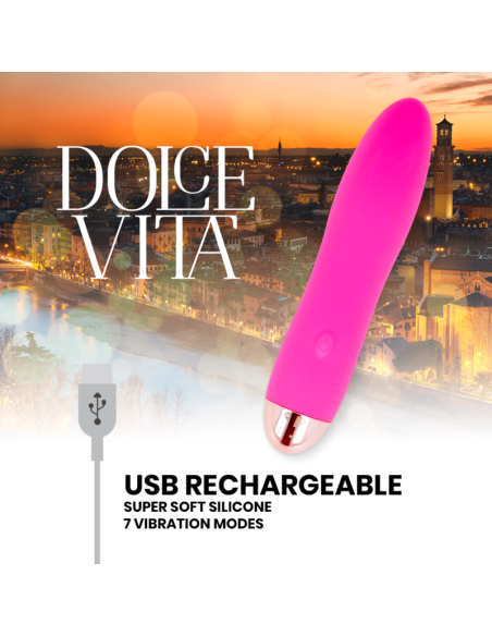 DOLCE VITA VIBRADOR RECARGABLE FOUR ROSA 7 VELOCIDADES