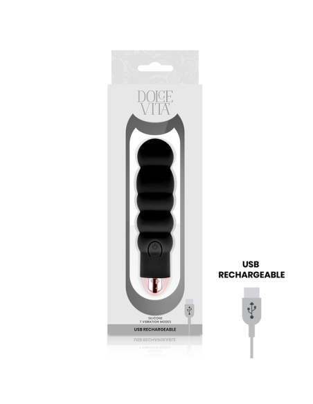 DOLCE VITA VIBRADOR RECARGABLE SIX NEGRO 7 VELOCIDADES