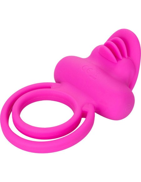 CALEX DUAL CLIT FLICKER ENHANCER DOBLE ANILLO VIBRADOR DE SILICONA ROSA
