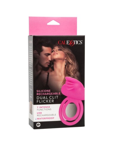 CALEX DUAL CLIT FLICKER ENHANCER DOBLE ANILLO VIBRADOR DE SILICONA ROSA