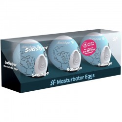 SATISFYER 3 HUEVOS MASTURBADORES SAVAGE 2