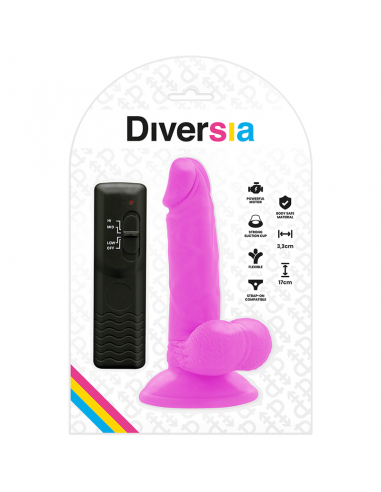 DIVERSIA DILDO FLEXIBLE CON VIBRACION 17 CM LILA