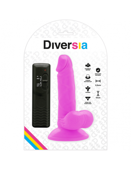 DIVERSIA DILDO FLEXIBLE CON VIBRACION 17 CM LILA
